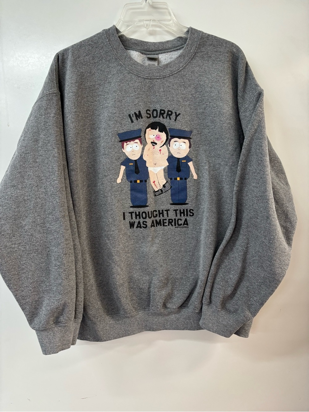 Gildan Gray Graphic Crewneck with Bold Cartoon Front